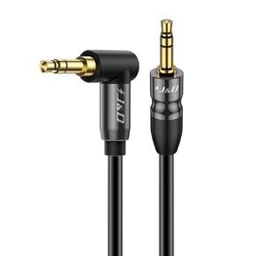 J&D 1/8 Stereo Cable, 3.5mm Extension Double Male Stereo Audio Aux Jack to Jack Cable 90 Degree Right Angle for Phone Tablet MP3 Player and All Other Devices, 10 Feet