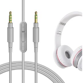 GEEKRIA Audio Cable with Mic Compatible with Beats Studio Pro, Studio 3 Headphones Cable, 1/8" (3.5mm) to 3.5mm Replacement Stereo Cord with Inline Microphone and Volume Control (5.5 ft/1.7 m)