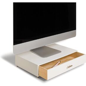 U Brands Juliet Monitor Stand, Office Organization Supplies, White and Gold, 1 Count