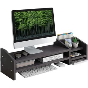 Monitor Riser, 2-Tier Wooden Monitor Riser Bracket, Multifunctional Desktop Organizer 22.9X7.5X7.6 in, Multidimensional Space, Monitor Stand Riser With Its Own Small Locker, Heightened Storage 2-in-1. in Kuwait