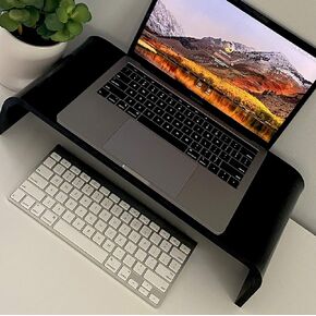 TyTroy Elegant Heavy-Duty Clear Acrylic Monitor Stand (4" Raiser/Shelf) for Healthy/Comforting Home or Office Computing 17" Medium, Black