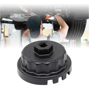 Oil Filter Wrench, Heavy Duty Oil Filter Cap Removal Socket Tool for 2.5-5.7L Engine Compatible with Highlander, Camry with 64mm Cartridge Style Oil Filter Housing
