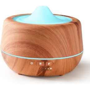 Essential Oil Diffuser, 500ml Crack Ultrasonic Fragrance Aromatherapy Diffuser, Cool Mist Humidifier with 7 Color Led Lights for Home, Bedroom, Auto Shut-Off Function (Dark Brown)