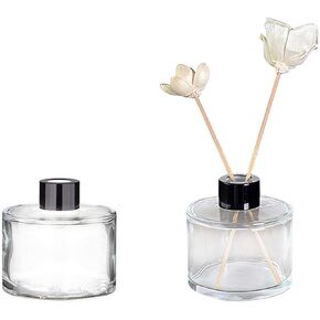 2Pcs 50ml/1.7oz Transparen Empty Glass Diffuser Bottle Clear Refillable Aromatherapy Jar Container Vase Pot Fragrance Accessories for DIY Replacement Reed Diffuser Sets
