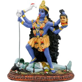 alikiki Hindu God Kali Ma Statue - India God Kali Bhavatarini Destroyer Idol Hindu God of Time and Death Figurine Murti Diwali Pooja Gifts Home Office Temple Mandir Altar Puja Item
