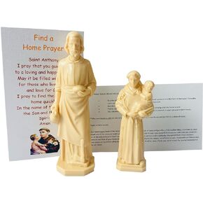 Westmon Works Saint Joseph and St Anthony Home Seller and Finder Kit Mini Statues with Prayer Cards for Selling and Buying a House