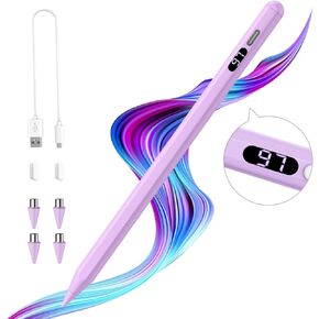 TiMOVO Stylus Pen for Touch Screens, Fast Charge Stylus Pen for Apple iPad/iPhone/Android/iOS/Samsung/Lenovo/Fire Tablets Smart Phone Stylus Capacitive Screen Writing Pencil with Power Display, White