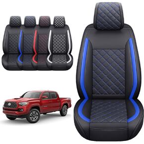 Tomatoman Tacoma Seat Covers Customized for 2005-2024 Truck Sport Gen SR Extended Pro Off-Road Pickup V6, Waterproof Faux Leather Car Cushions(2 PCS Front, Black)