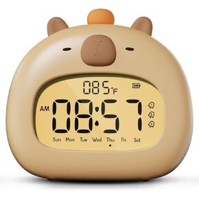 Capybara Alarm Clock for Kids, Ready to Rise Children's Sleep Trainer,Cute Capybara Clock Dimming Night Light, OK to Wake Alarm Clock for Toddlers Boys Girls
