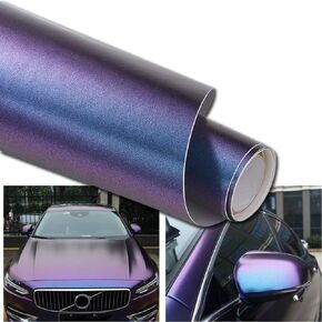 Purple to Charming Blue Matte Metallic Chameleon Car Vinyl Wrap Color Change DIY Vehicle Vinyl Wrapping Film with Air Release Technology, 59.84'' x 7.87''