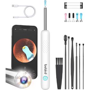 BEBIRD Ear Wax Removal Tool Kit, Ear Cleaner with 1080P Ear Camera, Smart Visual Earwax Removal Kit with 7 Pcs Ear Set for Daily Ear Pick, 6 LED Lights, 5 Ear Scoop Ear Tips Replacement, White