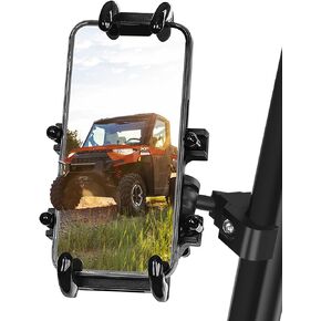 Polaris Ranger Phone Mount, Heavy Duty UTV Phone Holder Compatible with Polaris Ranger General Can-Am Defender Maverick Trail,3-axis, Adjustable Aluminum Bracket Work for Pro-fit Cage