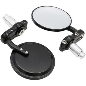 Universal Black 3" Round 7/8" Handle Bar End Rearview Convex Mirrors Inceased Vision Side for Most Harley Davidsons Suzuki Honda Kawasaki Cruisers