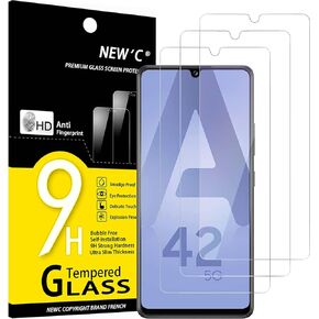 NEW'C [3 Pack Designed for Samsung Galaxy A42 5G, Galaxy M12 Screen Protector Tempered Glass, Case Friendly Anti Scratch Bubble Free Ultra Resistant