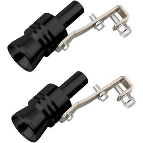 CO005 2PCS Aluminum Alloy Universal Turbo Whistle,Turbo Sound Exhaust Muffler Pipe Whistle Car Roar Maker, Car Tail Whistle,Car Blow Off Valve Tip Simulator Whistler (Black_L_2pcs)