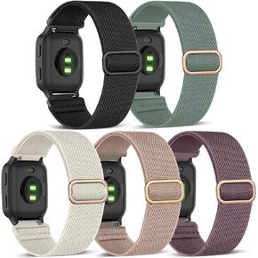 Stretchy Nylon Solo Loop Watch Bands Compatible with Garmin Venu Sq/Venu Sq 2, Elastic Braided Strap for Garmin Vivoactive 5 /Venu 2 Plus/Venu Women Men