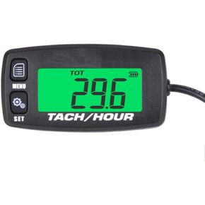 Engine Hour Meter Inductive Tachometer Backlit Gauge Digital Resettable Tach Hour Meter for Boat Motorcycle Marine Glider ATV Snow Blower Lawn Mower