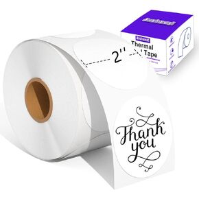 2''×2'' Round Thermal Sticker Labels, Self-Adhesive 2 Inch Color Circle Direct Thermal Labels, Multi-Purpose Sticker Labels for DIY Logo Design,Name Tag,QR Code, 600 Labels/1 Roll, Blue