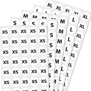 Size Stickers for Clothing, Pack of 2000 Round Self-Adhesive 3/4" Labels, Includes Small Medium Large (XS S M L XL) Clothing Size Stickers, White with Black Text