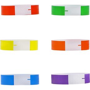 60 Pcs Paper Wristbands Multi Color Neon Waterproof Lightweight Adhesive Identification Wristbands Bracelets for Concert Game Events Parties