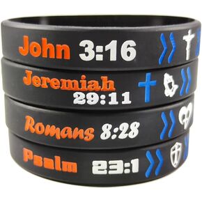 LF Mens Black Rubber Silicone Lord's Prayer Bible Verse Christian COLOSIAN PETER Philippians Bracelet Silicone Scripture Wristbands for Sports Baptism Outdoor Activities