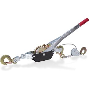 Come Along Winch Heavy Duty - 2 Ton Power Puller Hand Winch with 10ft Cable and Pulley - Come Along Tool - Power Cable Puller with Dual Gears Ratchet System for Easy Hand Pulling (3 Hooks)- Drixet