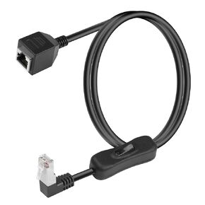 كابل إيثرنت SinLoon Cat6 مع مفتاح تشغيل/إيقاف عالي السرعة RJ45 ذكر إلى أنثى كابل تمديد مع 304 مفتاح كابل شبكة إنترنت Cat6، 1 متر 3.3 قدم (ذكر إلى أنثى)
