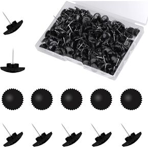 SAVITA 150pcs Push Pins, Small Gear Styled Plastic Pushpins Thumb Tacks Decorative with Stainless Steel Points for Wall Bulletin Board Cork Board (Black)