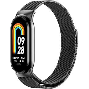 Metal Band Compatible with Xiaomi Mi Band 8 Replacement Bands Wonme Men, Stainless Steel Mesh Loop Adjustable Wristband Replacement Strap for Xiaomi Mi Band 8