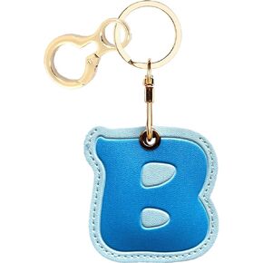 Leather Letter Keychain Holder Case Compatible with AirTag, Used as Name ID Cute Protective Air Tag Cover with Keyring, Anti-Scratch Finder GPS Tracker Case for Pets Keys Wallet(J)