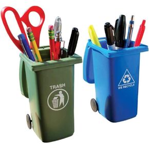 BigMouth Inc Desk Pen Holder - Mini Trash & Recycle Can Pencil Holder Set - Novelty Pen Organizer - Pack Of 2 Cute Pen Holders