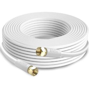 Postta Coaxial Cable(4 Feet) Triple Shielded Digital RG6 Antenna Cable with F-Male Connector Pin-White