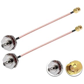 2PCS SMA Cable SMA Male to SMA Female Waterproof Box M16 12" /30CM RG316 RF Low Loss Coaxial Cable for Router Antenna Signal Enhancer Wireless Adapter