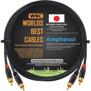 WORLDS BEST CABLES 4 Foot – High-Definition Audio Interconnect Cable Pair Custom Made Using Mogami 2964 Wire and Amphenol ACPL Black Chrome Body, Gold Plated RCA Connectors in Kuwait