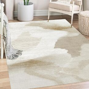 Modern Indoor Slim Area Rug,5x7 Feet Large Living Room Bedroom Rug,Light Luxury Entryway Kitchen Rug,Non-Slip and Non-Shedding Low Pile Easy to Clean Home Decor,Gray-Orange