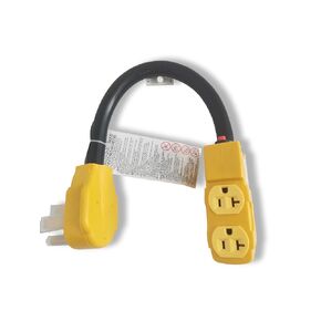 50Amp to 20 Amp 110V RV Distribution Adapter. 4 Prong NEMA 14-50P Male to 4*5-20R/5-15R Household Outlet Female with Circuit Breaker.RV Generator Adapter Cord 1.5FT.Yellow