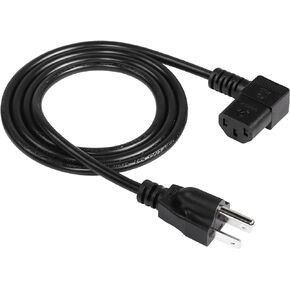 CERRXIAN 3.93 FT 18AWG NEMA 5-15P to Left Angle IEC 320 C13 Computer Power Cord,10A/250V, 3 Prong Wire USA Standard AC Power Supply Cord for PC TV Monitor Printer（L Black）
