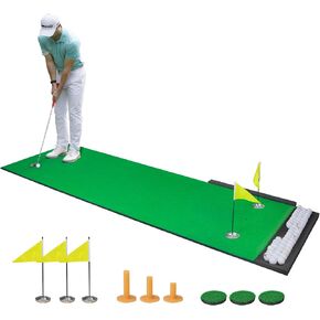 Golf Putting Green Indoor Large Golf Putting Mat Professional Golf Training Mat for Indoor Outdoor 3 X 10ft Practice Golf Mat with Ball Tray Pro Golf Accessories Golf Gift for Men & Women