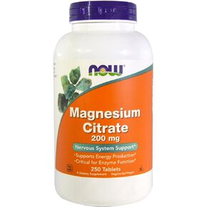 Now Foods Magnesium Citrate 200mg, 250 Tablets (Pack of 2)