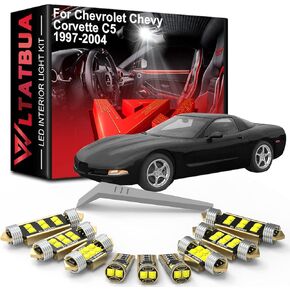 LED Interior Light Kit Package Replacement for Chevrolet Chevy Corvette C5 1997 1998 1999 2000 2001 2002 2003 2004, Super Bright 6000K White License Plate Bulbs + Install Tool