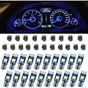 gunhunt 20 PCS Car T5 Instrument Light, 3030-3SMD High-brightness Bulb with Twist Lock Socket, Car Interior Dashboard Cluster Shift Indicator Light Set, Universal for Car Lighting Accessories (Blue)