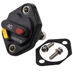 12V 24V 32V DC Panel Mount Circuit Breaker 50A with Manual Reset Button Switchable for Auto Truck RV Marine Trailer Waterproof 50A