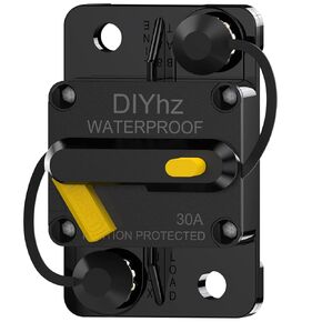 30 Amp Circuit Breaker with Manual Reset Switch Button for Car Audio Boat Marine RV Yacht Truck Trolling Motors Solar, 12V - 48V DC, Waterproof IP67 Surface Mount Circuit Breaker Resettable Fuse