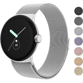 Amzpas Metal Band Compatible with Google Pixel Watch Bands for Women Men, Stainless Steel Mesh Loop Adjustable Wristband Replacement Strap for Google Pixel Watch/Pixel Watch 2 Band