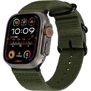 Hiking Trail Nylon Band | The Original Rugged Compatible with Apple Watch Band for Men & Women - Soft, Breathable, Woven Water-Resistant Nylon Mens iWatch Strap | Fits Ultra 2 & Ultra 49mm 46mm 45mm 44mm Series 10 & All Models (Black)