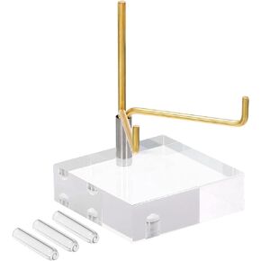 PATIKIL 2" x 2" x 1" Acrylic Display Stands, Display Easel Holder Brass Arm Crystal Display Stand for Mineral Gemstone, Clear