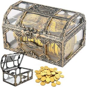 قطعتان من صندوق كنز القرصان الشفاف، صندوق كنز كريستال صغير عتيق لهدايا عيد ميلاد القراصنة، منظم عرض المجوهرات، صندوق تخزين الأحجار الكريمة لديكور المنزل in Kuwait