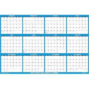 تقويم قابل للمسح لعام 2024، مخطط حائط قابل للمسح الجاف من SwiftGlimpse، 91.44 سم × 60.96 سم، كبير، أفقي، قابل للعكس لمساحة تخطيط كبيرة in Kuwait