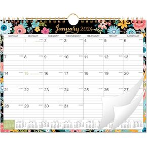 2024 Calendar - 2024 Wall Calendar with 12 Months, Jan. 2024 - Dec. 2024, 14.6" x 11.5", Twin-Wire Binding + Hanging Hook + Large Blocks with Julian Dates, Perfect Wall Calendar for Organizing