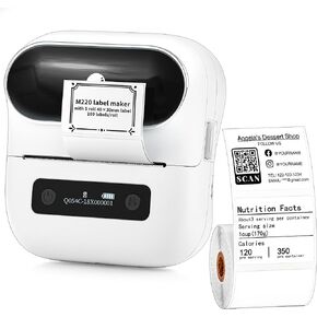Itari Label Maker Thermal Label Printer, M220 Bluetooth Wireless Inkless Portable Printer for Barcode, Address, Labeling, Mailing, Small Business, Support Phones and PC, with 1 Roll 40×30mm Label